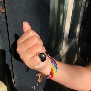 Silver Tone Domed Beveled Modern Ring